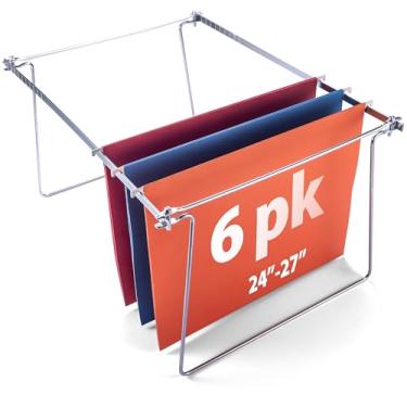 Imagem de Officemate Molduras de arquivo suspensas, tamanho carta, aço, pacote com 6 (98620), prata