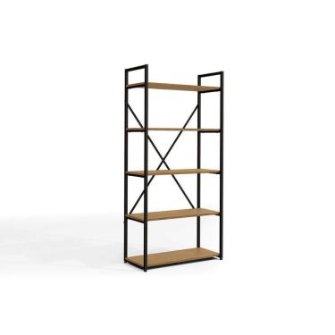 Imagem de Estante Para Sala Industrial Alta Li006 C/ 5 Prateleiras Freijo/preto - Kappesberg