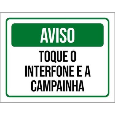 Imagem de Kit 10 Placa Acm Aviso Toque Interfone Campainha Verde 18X23 - Sinaliz