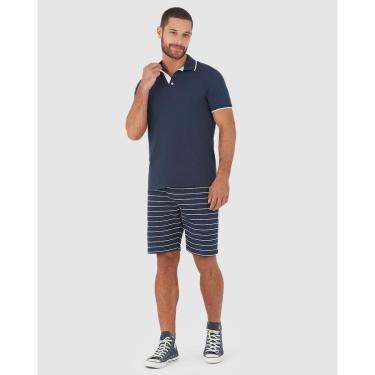 Imagem de Bermuda Comfort Masculina Listrada Em Moletom Sem Flanela-Masculino