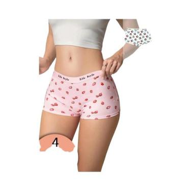 Imagem de Conjunto De 4 Calcinhas Boxer De Algodão Para Mulheres Com Estampa De 