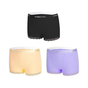 Imagem de Calcinhas De Algodão Com Renda Para Mulheres, 3 Peças S-XXL, Confortáv