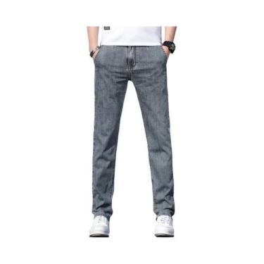 Imagem de Calças Jeans Masculinas Cinza Soltas E Elásticas KUBRO Verão 2024, Cal