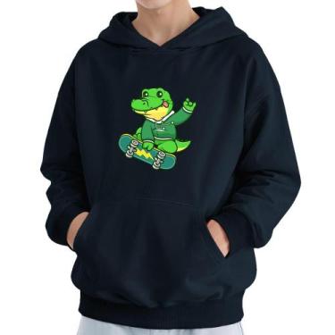 Imagem de Moletom Infantil Canguru Menino Estampa Jacaré Skate - Samcro, Marinho