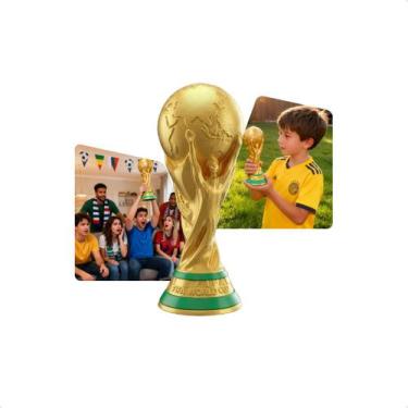 Imagem de Taça Da Copa Do Mundo Decorativa Réplica Troféu Dourado Enfeite Coleci