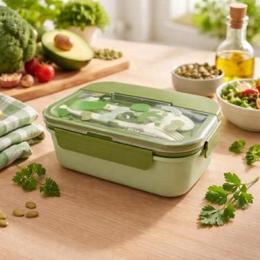 Imagem de Pote Marmita Divisoria com Talheres para Alimentos - MERAKI, Verde