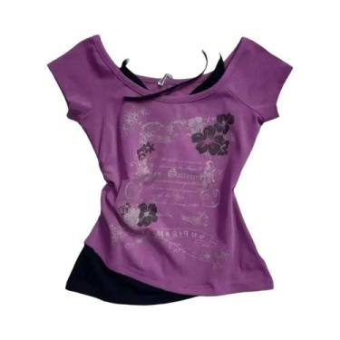 Imagem de Camiseta Verde Y2K Punk Para Mulheres, Top Casual Vintage Doce E Sexy 