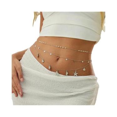 Imagem de Conjunto De Corrente De Cintura Feminina Com Pingente De Estrela-do-ma