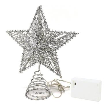 Imagem de Árvore de Natal Top Star CVHOMEDECO Silver Glittered 3D - CVHOMEDECO.