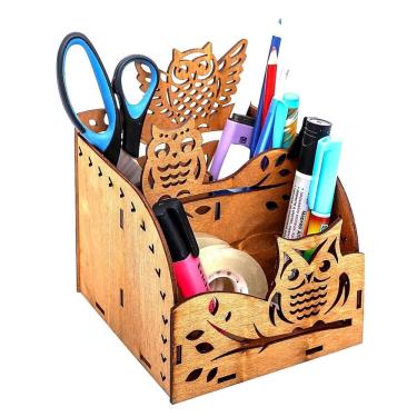 Imagem de Organizador de Lápis e Canetas Lenobre em MDF Cru 3MM Corte a Laser 15cm X 13cm