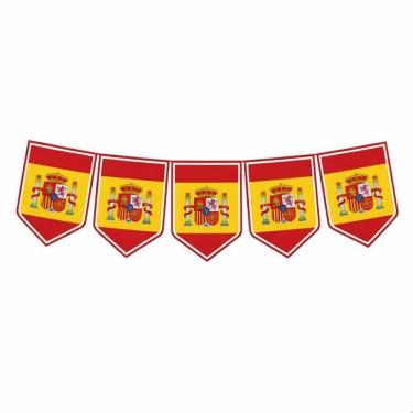 Imagem de Faixa Decorativa Bandeirinhas Espanha 8M X 18CM Vermelha