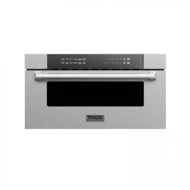 Imagem de Micro-ondas de embutir gaveta 76 cm Thor Kitchen inox 34L 10 níveis de potência 8 modos de cozimento 1000W 110V