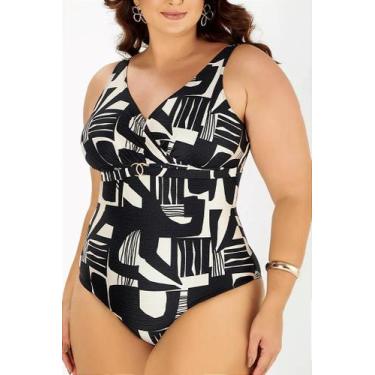 Imagem de Maiô Modelador Estampado Calcário Abstrato Zero Barriga - Banho de Mar