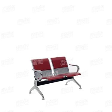 Imagem de Longarina 2 Lugares Cromada com Estofado Vinho (7825) B-203A -02L - Makkon