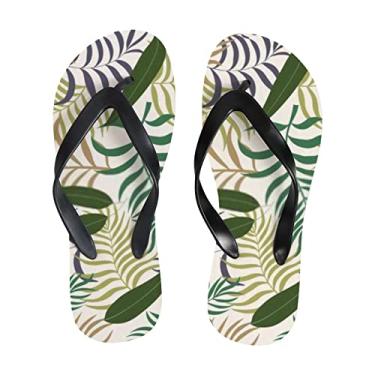 Imagem de Chinelo fino feminino com estampa de palmeira tropical e estampa floral sandália chinelo confortável para viagem de verão para homens, Multicor, 8-9 Narrow Women/6.5-7 Narrow Men