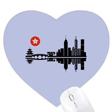 Imagem de Mousepad Moon Shadow City Building Heart Tapete de borracha para escritório