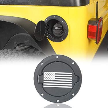 Imagem de Hooke Road Tampa para porta de combustível com bandeira dos EUA para Jeep Wrangler TJ 1997-2006