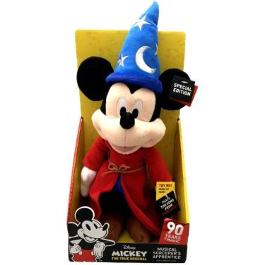 Imagem de Edição Especial Colecionável Coleção 90 Anos - Boneco De Pelúcia Mickey Mouse Feiticeiro Mago - Emite Sons Musical - Disney Just Play