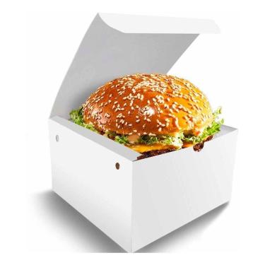 Imagem de Kit 100 Embalagem Box Burger G + 100 Caixinhas Fritas Branco