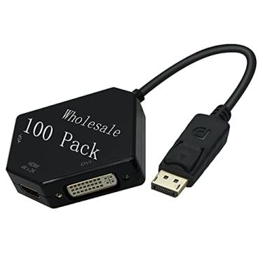 Imagem de BELIN LINK Adaptador DP para HDMI VGA DVI Displayport para HDMI 4K Adaptador 3 em 1 Porta de exibição para HDMI VGA DVI Conversor macho para fêmea Banhado a ouro (formato de diamante) (Pacote com 100 formatos de diamante)