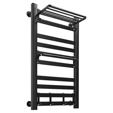 Imagem de Toalheiro elétrico de aquecimento doméstico toalheiro elétrico montado na parede sem perfuração, preto