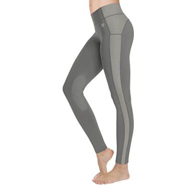 Imagem de Calças elásticas de equitação femininas de cintura alta calças equestres skinny calças compridas esportivas jodhpurs leggings de ioga, cinza, 3GG (cintura: 85cm)