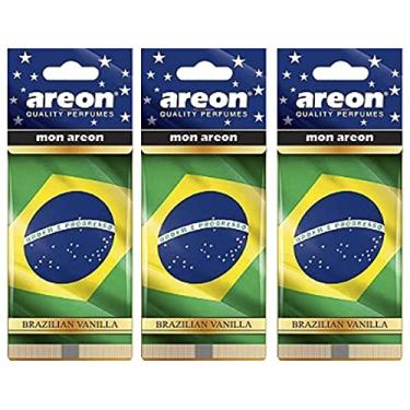 Imagem de 3 Cheirinho Pra Carro Aromatizador Areon Brazilian Vanilla
