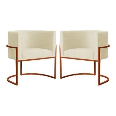 Imagem de Kit 02 Poltronas Decorativa Luana Base Bronze Suede Cores - DS Estofados