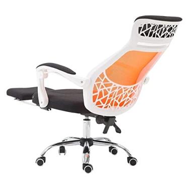 Imagem de cadeira de escritório cadeira de computador com encosto alto com apoio para os pés cadeira de escritório multifuncional reclinável malha elevador cadeira giratória cadeira de jogo (cor: laranja)
