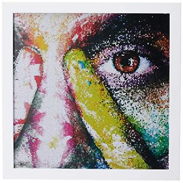 Imagem de Arte Maníacos Quadro decorativo com moldura caixa branca em Placa - Rosto Color Mosaico - 30x30cm
