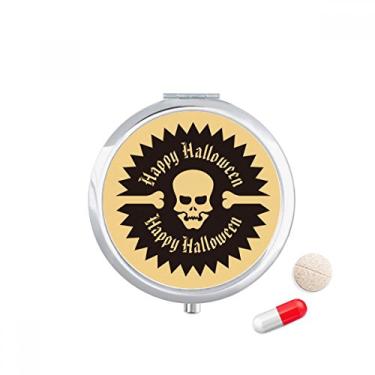 Imagem de Caixa de comprimidos de caveira com estampa circular de Halloween, caixa de armazenamento de medicamentos, dispensador