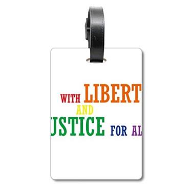 Imagem de LGBT Bandeira de Arco-íris Liberdade e Justiça Bolsa de Bagagem Etiqueta Etiqueta para Bagagem Etiqueta Scutcheon Etiqueta