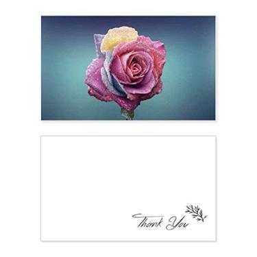 Imagem de Cartão de agradecimento em papel de aniversário com rosas rosa escuro