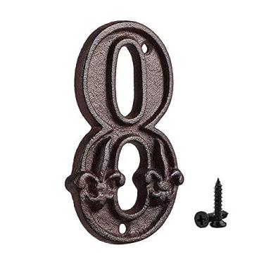 Imagem de Placa de porta de ferro fundido com número de placa flutuante 3D de 12,7 cm, placa borboleta de 0 a 9 para endereço residencial ao ar livre, bronze envelhecido digital com parafusos de combinação marrom rústico incluídos, antiferrugem exclusivo