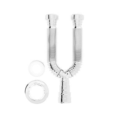 Imagem de Sifão Duplo Sanfonado Extensível Blukit 72Cm Cromado Universal