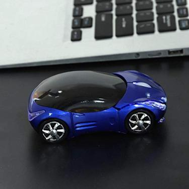 Imagem de Mouse Sem Fio, Mouse Em Formato de Carro Esportivo 2.4G Mouse óptico Com Receptor USB, Mouse Portátil Fofo de 1600DPI para PC Desktop Laptop Tablet Gaming Office (Azul)