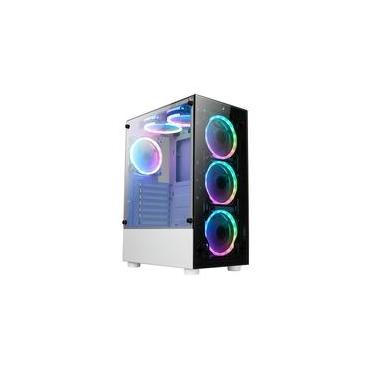 Imagem de Gabinete Gamer Rise Mode Glass 06x, Mid Tower, ARGB, ATX, Lateral e Frente em Vidro, 6x Fans, Branco - RM-CA-06XW-ARGB