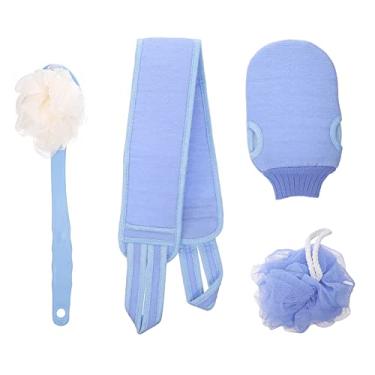 Imagem de DOITOOL 1 Conjunto escova de banho anticoceira sabonete liquido corporal toalhas de limpeza saco de presente em pvc transparente luvas de limpeza esponja escova de chuveiro