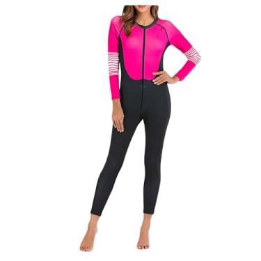 Imagem de Dressnu Roupa de mergulho de manga comprida feminina slim surf fato de mergulho medusa rosa GG