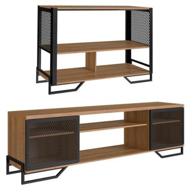 Imagem de Rack 180 Cm 2 Pt Aparador 130 Cm Industrial 27x21 Mell Preto Pp Preto Mell