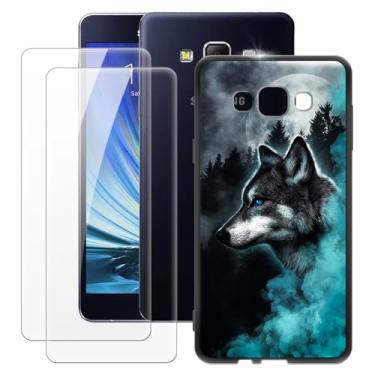 Imagem de MILEGOO Capa para Samsung Galaxy A7 2015 + 2 peças protetoras de tela de vidro temperado, capa ultrafina de silicone TPU macio à prova de choque para Samsung Galaxy A7 2015 (5,5 polegadas)