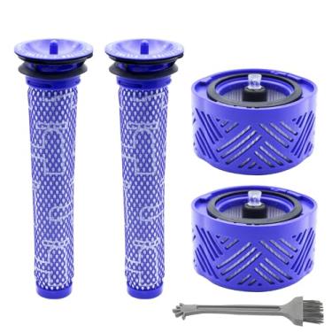Imagem de Pacote com 4 filtros de substituição a vácuo, 2 filtros de pino, 2 pré-filtros compatíveis com filtros hepa Dyson V6, substituição total absoluta de peças limpas para aspiradores sem fio