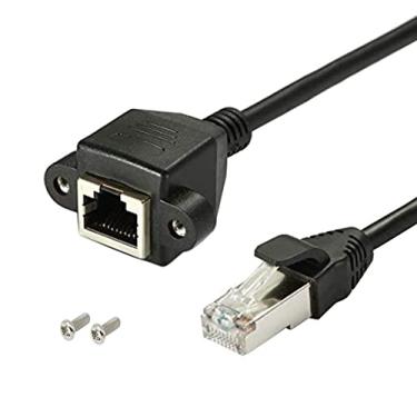 Imagem de Cabo de extensão de rede Qaoquda CAT6, 90 graus RJ45 A macho para fêmea, cabo de extensão de montagem de painel de parafusos, suporte Ethernet Cat 5e/Cat 6-10 polegadas, RJ45 M/F 20CM