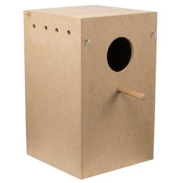 Imagem de Ninho Madeira MDF para Criar Criação de Ring Neck Lóris Rosela com Espia Trava Segurança Gancho Gaiola Viveiro Criador