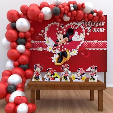 Imagem de Kit Decoração Personalizado Festa de Aniversário Infantil Minnie Vermelha P-MINV02