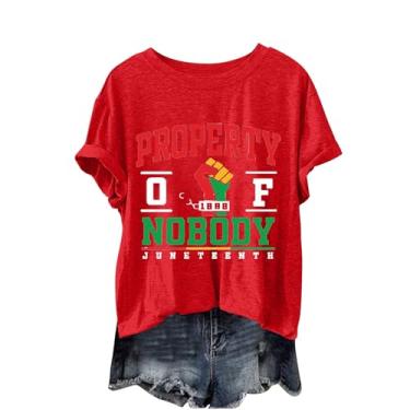 Imagem de Juneteenth Camiseta feminina Black History Emancipation Day Shirt 1865 Celebrate Freedom Tops Graphic Summer Casual, A1e-vermelho, G