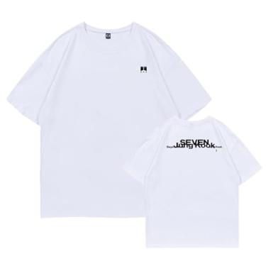 Imagem de Camiseta estampada Jungkook Seven Album Star Style Camiseta de algodão gola redonda manga curta, Branco, G