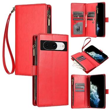 Imagem de Capa carteira 2 em 1 compatível com Google Pixel 8, compatível com Google Pixel 8 com capa flip magnética [compartimentos para cartão] [alça de pulso] [alça transversal removível] capa (cor: Ve