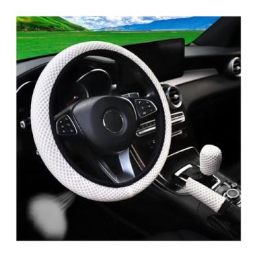 Imagem de Bittwee 3 peças capa de volante de carro de 3 polegadas, capa de apoio de braço, conjunto de capa de câmbio de marcha, protetor de volante automotivo respirável de microfibra, antiderrapante,