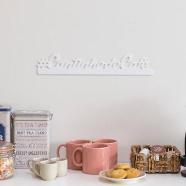 Imagem de Placa Decorativa Cantinho do Café Aramado Branco